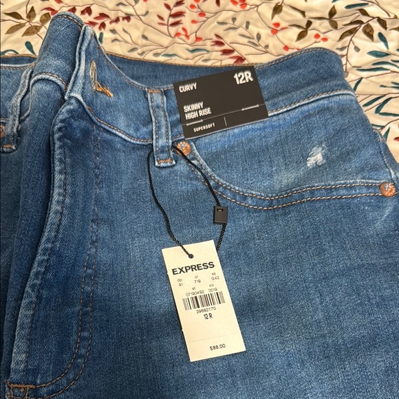 Express Denim - Express Blue Skinny Jeans with Faded Denim Look